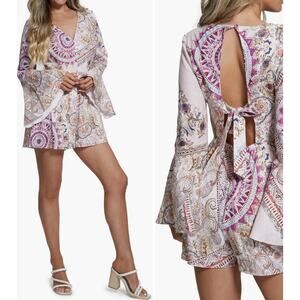 NWT Guess Kali Paisley Boho 100% Linen Romper Size XL